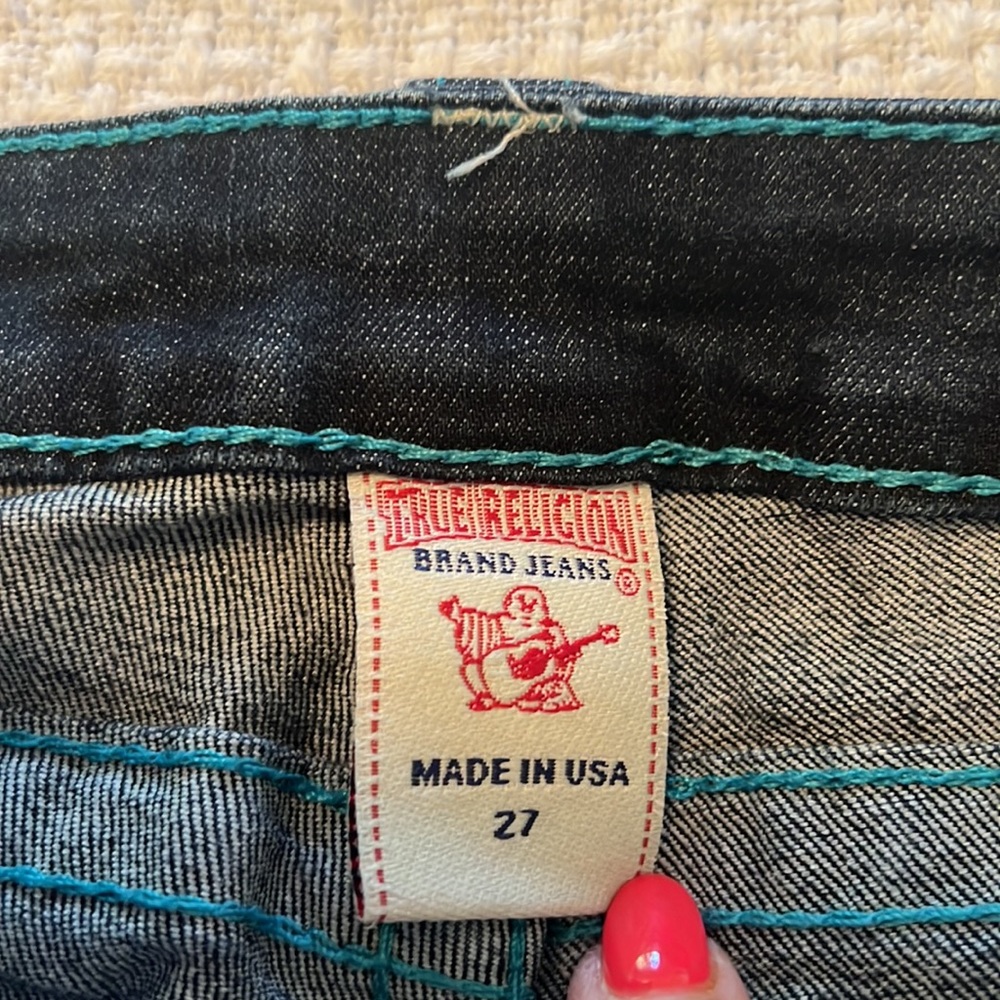 True Religion Women’s Straight Jeans with Colored Embroidered Logo Size 27 - Picture 9 of 14